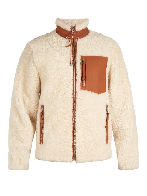 Matchesfashion.com Loewe - Contrast Panel Shearling Jacket - Mens - White