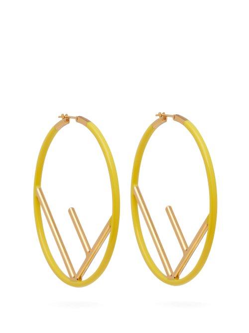 Matchesfashion.com Fendi - F Is Fendi Hoop Earrings - Womens - Yellow