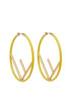 Matchesfashion.com Fendi - F Is Fendi Hoop Earrings - Womens - Yellow