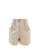 Isabel Marant Toile - Palino High-rise Pleated Cotton-canvas Shorts - Womens - Beige