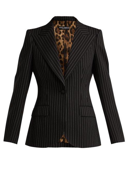 Matchesfashion.com Dolce & Gabbana - Single Breasted Pinstripe Wool Blazer - Womens - Navy