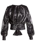 Matchesfashion.com Msgm - Leopard Pattern Open Back Sequin Blouse - Womens - Black Silver