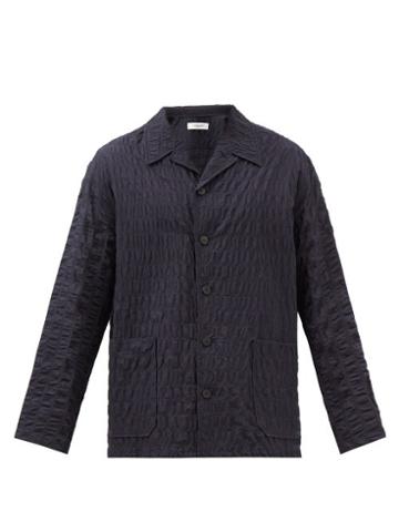 Le17septembre Homme - Ripple Patch-pocket Cotton-seersucker Shirt - Mens - Navy