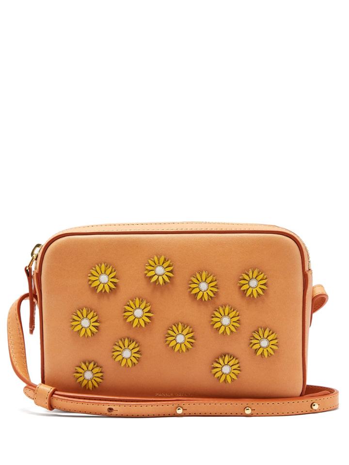 Mansur Gavriel Cammello Floral-embellished Leather Cross-body Bag