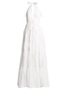 Matchesfashion.com Kalita - Rooftop Runway Halterneck Cotton Dress - Womens - White