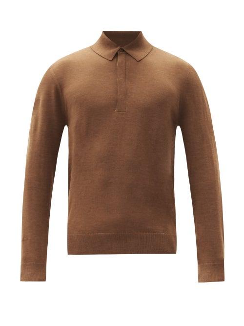 Matchesfashion.com Paul Smith - Signature-stripe Long-sleeve Wool Polo Shirt - Mens - Brown