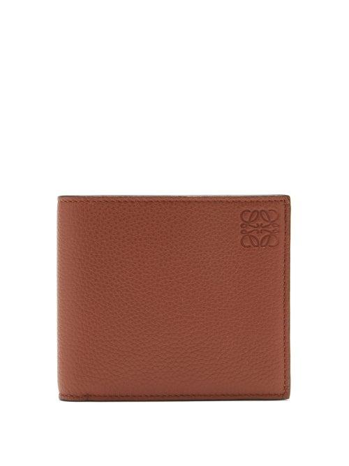 Matchesfashion.com Loewe - Logo-embossed Grained-leather Bifold Wallet - Mens - Brown