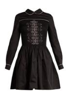 Matchesfashion.com Miu Miu - Smocked Front Cotton Mini Dress - Womens - Black