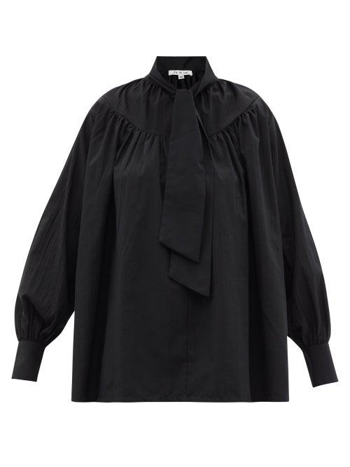 Ladies Beachwear Fil De Vie - Pamona Neck-tie Batiste Blouse - Womens - Black