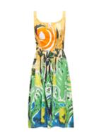 Matchesfashion.com Marni - Drawstring-waist Jungle-print Poplin Dress - Womens - Green Multi