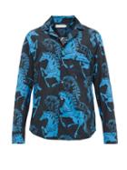 Matchesfashion.com Desmond & Dempsey - Caballo Horse Print Cotton Pyjama Shirt - Mens - Blue Multi