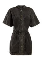 Matchesfashion.com Isabel Marant - Trudy Washed Denim Mini Dress - Womens - Black