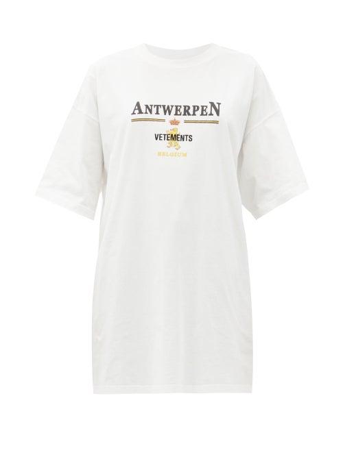 Matchesfashion.com Vetements - Antwerpen Logo-print Cotton-jersey T-shirt - Womens - White