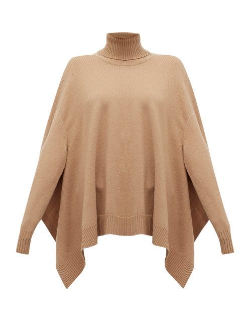 Matchesfashion.com Maison Margiela - Handkerchief Hem Wool Poncho Sweater - Womens - Camel
