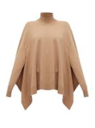 Matchesfashion.com Maison Margiela - Handkerchief Hem Wool Poncho Sweater - Womens - Camel