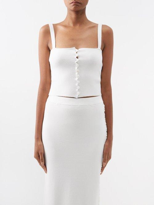 Altuzarra - Aida Buttoned Knit Cropped Top - Womens - White