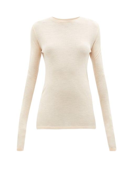 Raey - Long-sleeved Organic-wool T-shirt - Womens - Pink