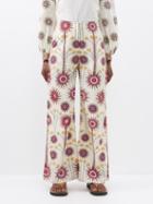 Emporio Sirenuse - Artemisia Sea U Cotton Wide-leg Trousers - Womens - Red Multi