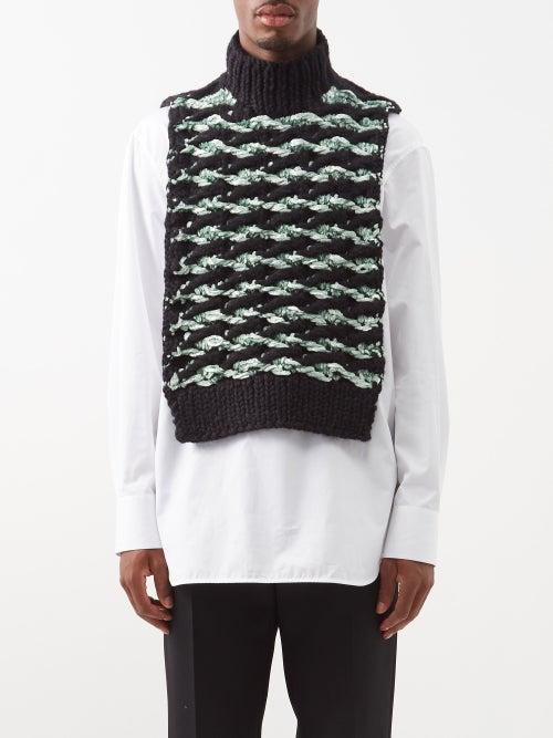 Jil Sander - High-neck Wool-blend Tank Top - Mens - Blue Multi