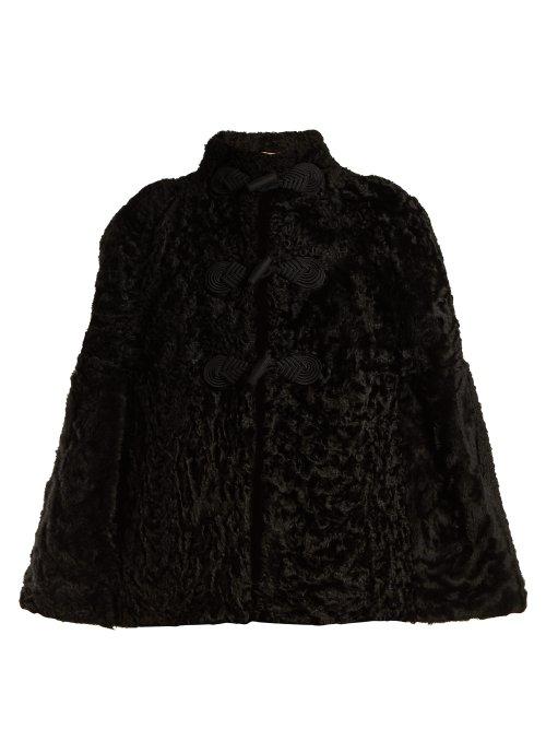 Matchesfashion.com Saint Laurent - Frog Fastening Shearling Cape - Womens - Black