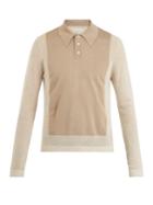 Maison Margiela Contrast-panel Wool-blend Polo Shirt