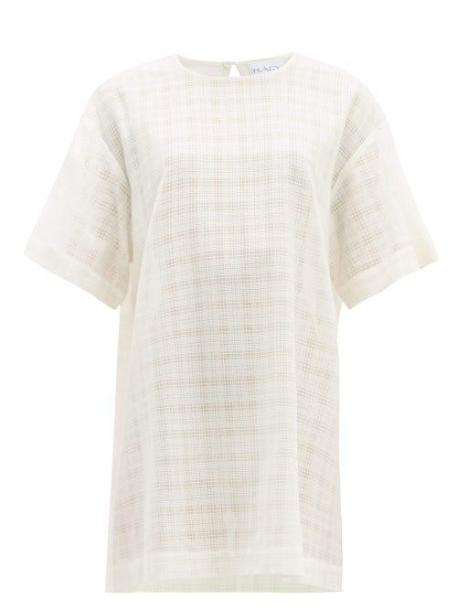 Matchesfashion.com Raey - Long Line Crosshatch Silk Blend Top - Womens - Ivory