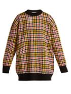 Matchesfashion.com Msgm - Checked Wool Blend Sweater - Womens - Yellow Multi