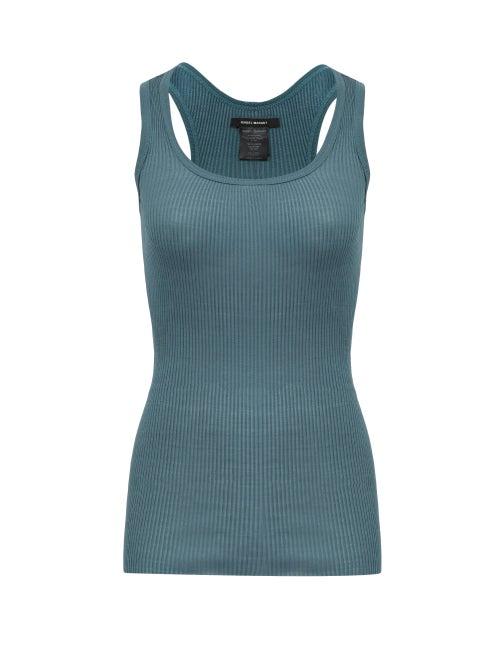 Matchesfashion.com Isabel Marant - Louisanea Ribbed Silk-jersey Tank Top - Womens - Green