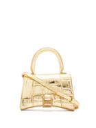 Balenciaga - Hourglass Mini Metallic Croc-effect Leather Bag - Womens - Gold