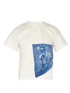 Matchesfashion.com Bianca Saunders - Gathered Graphic Print Crop T Shirt - Mens - Blue