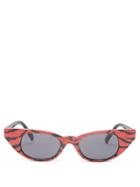 Matchesfashion.com Le Specs - The Breaker Tiger Print Acetate Sunglasses - Womens - Black Red Print