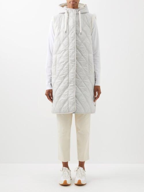 Brunello Cucinelli - Reversible Hooded Shearling And Nylon Gilet - Womens - Light Grey