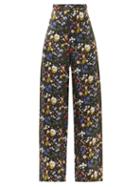 Matchesfashion.com The Vampire's Wife - The Penitent High-rise Floral Silk-satin Trousers - Womens - Black Multi