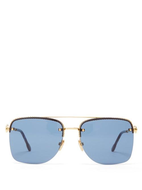 Matchesfashion.com Fred Eyewear - Force 10 Metal Aviator Sunglasses - Mens - Gold