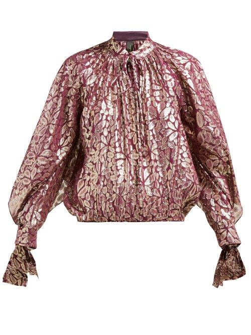 Matchesfashion.com Romance Was Born - Disco Paisley Jacquard Silk Blend Blouse - Womens - Burgundy Multi