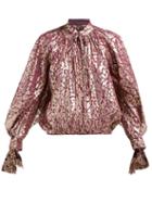 Matchesfashion.com Romance Was Born - Disco Paisley Jacquard Silk Blend Blouse - Womens - Burgundy Multi