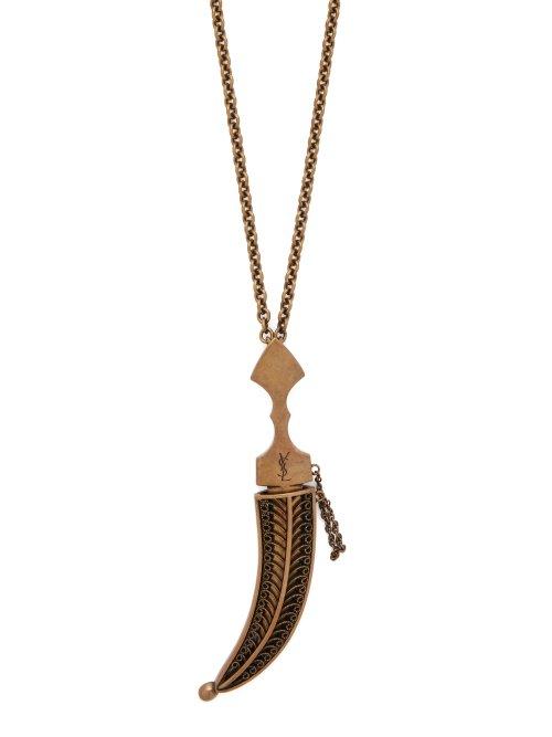 Matchesfashion.com Saint Laurent - Embossed Dagger Pendant - Womens - Gold