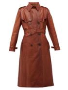 Matchesfashion.com Prada - Belted Grained Leather Trench Coat - Womens - Brown