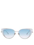 Matchesfashion.com Linda Farrow - Des Voeux Metal Cat Eye Sunglasses - Womens - Blue