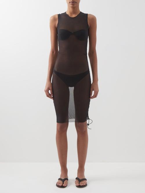 Louisa Ballou - Heatwave Mesh Ruched Mini Dress - Womens - Black