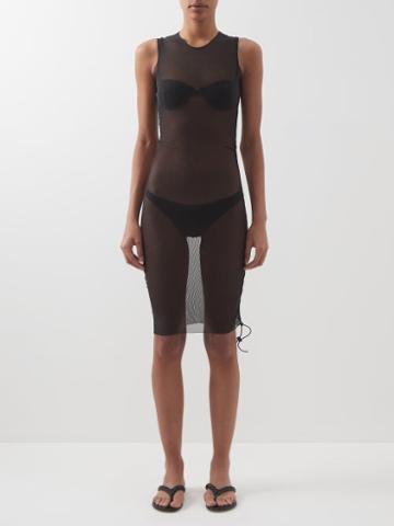 Louisa Ballou - Heatwave Mesh Ruched Mini Dress - Womens - Black