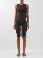 Louisa Ballou - Heatwave Mesh Ruched Mini Dress - Womens - Black
