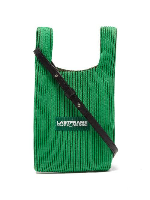 Lastframe - Mini Striped Ribbed-knit Cross-body Bag - Womens - Green