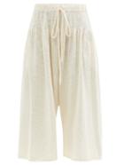 Ladies Rtw Lauren Manoogian - Tier Cotton-knit Cropped Wide-leg Trousers - Womens - Cream