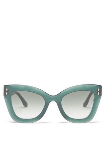 Isabel Marant Eyewear - Cat-eye Acetate Sunglasses - Womens - Dark Green