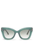 Isabel Marant Eyewear - Cat-eye Acetate Sunglasses - Womens - Dark Green