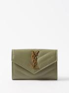 Saint Laurent - Ysl-plaque Quilted-leather Coin Purse - Womens - Light Green