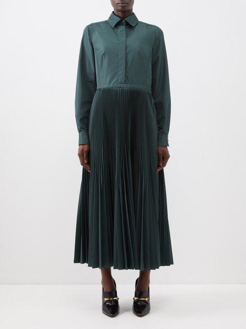 Max Mara - Fosca Shirt Dress - Womens - Dark Green