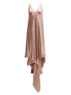 Matchesfashion.com Ann Demeulemeester - Magya Draped Satin Slip Dress - Womens - Pink