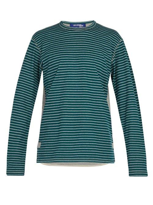 Matchesfashion.com Junya Watanabe - Panelled Long Sleeved Wool And Cotton T Shirt - Mens - Grey